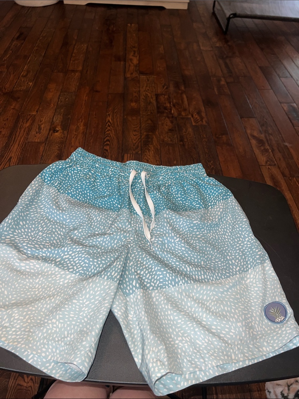 Chubbies Light Blue Patterned Swim/Board Shorts with Drawstring 7 inch small s